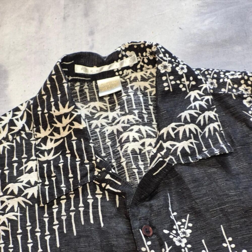 Perry-ellis Men's Black and Cream Shirt